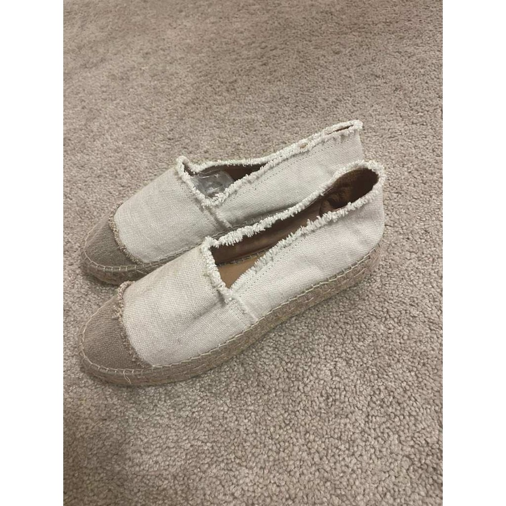Patricia Green Womens Espadrille Flats Cream Beige Frayed Canvas Slip On Size 10 - Picture 4 of 9